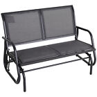 Outsunny 2-Person Patio Glider Bench Gliding Chair Loveseat w/ Armrest Grey