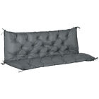 Outsunny 3 Seater Garden Bench Cushion Outdoor Seat Pad with Ties Dark Grey