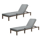 2er Set SVITA PEACH Gartenliege Liege Polsterauflage Klappbar Polyrattan Braun