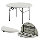 Round Folding Trestle Table Easy Store Office Desk Heavy Duty Events 120cm White