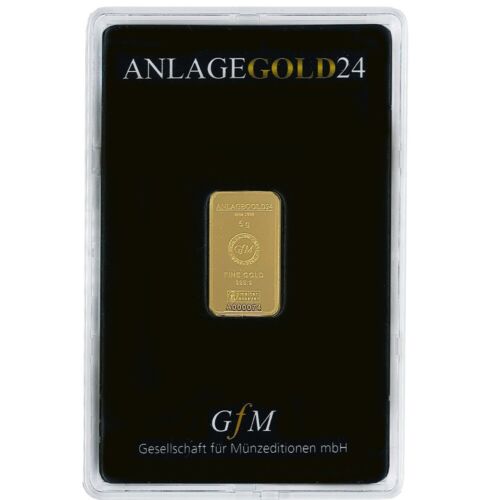 Goldbarren 5g Anlagegold24 999,9er Gold im Blister