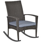 Outsunny Garden Rattan Rocking Chair, Bistro Recliner Rocker Furniture Seater