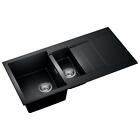 Liquida CAD150BL 1.5 Bowl Granite Reversible Inset Black Kitchen Sink