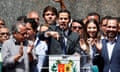 Juan Guaidó speaks during a news conference in Caracas, Venezuela, Friday.