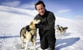Cameron, leader of Britain's Conservative Party stands on top of Scott-Turner glacier on Svalbard<br>David Cameron, the leader of Britain's Conservative Party, stands on top of the Scott-Turner glacier with husky Troika on the island of Svalbard, Norway April 20, 2006. Cameron is visiting the Norwegian glacier to see the effects of climate change.