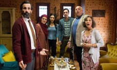 The cast of new film Alex & Eve: Simon Elrahi (Bassam), Helen Chebatte (Salwa), Andrea Demetriades (Eve), Richard Brancatisano (Alex), Tony Nikolakopoulos (George) and Zoe Carides (Chloe).