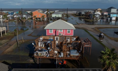 Drone footage shows roofs torn off after Storm Beryl hits Texas – video