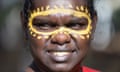 A young Wadeye dancer gets ready to enter the Bungul ceremonial grounds at Garma 2024