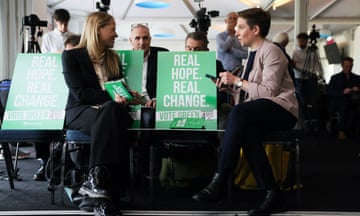 The Green Party Launches Their General Election Manifesto<br>BRIGHTON, ENGLAND - JUNE 12: Parliamentary candidate Sian Berry (L) and Green Party co-leader Carla Denyer (R) prepare ahead of the manifesto launch on June 12, 2024 in Brighton, England. The Green Party Manifesto is launched today by co-leaders, Carla Denyer, the Green Party candidate for Bristol Central, and Adrian Ramsay, the Green Party candidate for Waveney Valley. Also attending is the Green Party member Sian Berry, candidate for Brighton Pavilion campaigning for the 4th July general election.(Photo by Alishia Abodunde/Getty Images)