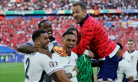 England celebrate their victory over Switzerland