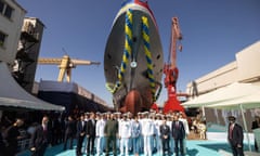 Launch of the new Ukrainian warship Hetman Ivan Vyhovskyi in Turkey attended by Ukraine's first lady, Olena Zelenska, and its defence minister, Rustem Umerov