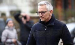 Gary Lineker walks his dog near his home in London, 12 March 2023.