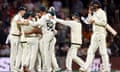 Ollie Robinson trudges off as Australia celebrate victory on day three of the fifth Test
