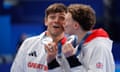 Tom Daley and Noah Williams celebrate silver in the men's synchronised 10m platform in Paris.