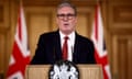 Prime Minister Hosts Police Chiefs To Discuss Recent Far-Right Rioting<br>LONDON, UNITED KINGDOM - AUGUST 1: Britain's Prime Minister Sir Keir Starmer delivers a speech and takes media questions during a press conference at 10 Downing street on August 1, 2024 in London, England. The Prime Minister held a crisis meeting with British police chiefs over violent unrest that followed a knife attack targeting children in Southport. (Photo by Henry Nicholls - WPA Pool/Getty Images)