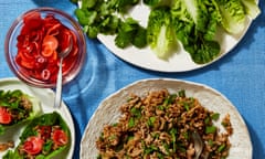 Georgina Hayden's pork larb with lime radishes.