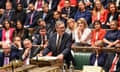 BRITAIN-POLITICS-PARLIAMENT<br>A handout photograph released by the UK Parliament shows Britain's Prime Minister Keir Starmer addressing MPs as they meet for the first time since Britain's general election at the House of Commons in London on July 9, 2024. Britain's new lawmakers excitedly squeezed into parliament with Labour sitting on the government's side of the chamber for the first time in 14 years following last week's landslide election win. (Photo by Handout / UK PARLIAMENT / AFP) / RESTRICTED TO EDITORIAL USE - MANDATORY CREDIT " AFP PHOTO / UK PARLIAMENT " - NO USE FOR ENTERTAINMENT, SATIRICAL, MARKETING OR ADVERTISING CAMPAIGNS - EDITORS NOTE THE IMAGE MAY HAVE BEEN DIGITALLY ALTERED AT SOURCE TO OBSCURE VISIBLE DOCUMENTS (Photo by HANDOUT/UK PARLIAMENT/AFP via Getty Images)