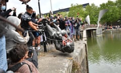 The moment the statue of Edward Colston was thrown into Bristol harbour in 2020.