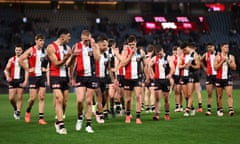 St Kilda players look dejected after defeat to Port Adelaide