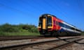 An East Midlands Railway train on the track