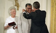 Receiving the national medal of the arts in 1992