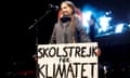 Climate change protest march in Madrid<br>Climate change activist Greta Thunberg delivers a speech at a climate change protest march, as COP25 climate summit is held in Madrid, Spain, December 6, 2019. The placard reads “School strike for the climate”. REUTERS/Javier Barbancho