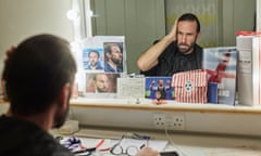 Behind the scenes with Joseph Fiennes as he prepares for his role as Gareth Southgate in Dear England, at the Prince Edward Theatre in London's West End. London. Photograph by David Levene 9/1/24