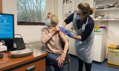 A patient receiving a Covid-19 vaccine in Sheffield.