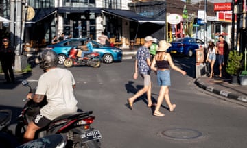 Tourists in Seminyak, Bali, Indonesia.