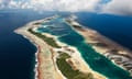 A long thin atoll around a lagoon