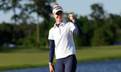 Nelly Korda celebrates her win.