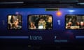 Crowded Transpennine Express train at night