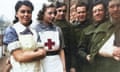 VAD (Voluntary Aid Detachment) nurses with wounded D-Day soldiers at Cowley Hospital in Oxford, UK, 1945