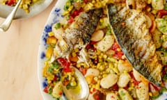 Tamal Ray’s grilled mackerel with summer butter bean salad.