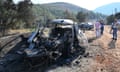 Video footage shows burnt-out cars and damaged buildings around Masyaf, Syria after an Israeli attack 