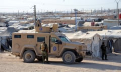 Fighters of Syrian Democratic Forces at a refugee camp