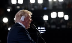 Donald Trump gives his speech at the Republican national convention in Milwaukee.