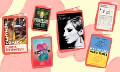 (L-R): Romantic Comedy by Curtis Sittenfeld, Space by Stephen Baxter, The Professor by Lauren Nossett, My Name is Barbra by Barbra Streisand, My Life and Hard Times by James Thurber, Dimension of Miracles by Robert Sheckley.