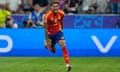 Spain's Lamine Yamal celebrates after scoring his side's first goal during a semifinal match between Spain and France at the Euro 2024 soccer tournament in Munich, Germany, Tuesday, July 9, 2024. (AP Photo/Matthias Schrader)