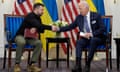 US president praises 'remarkable' Ukrainian counterpart during meeting in France after world leaders gathered for the 80th D-day anniversary