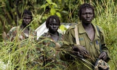 Lords Resistance Army fighters arrive at an assembly point in Owiny Ki Bul