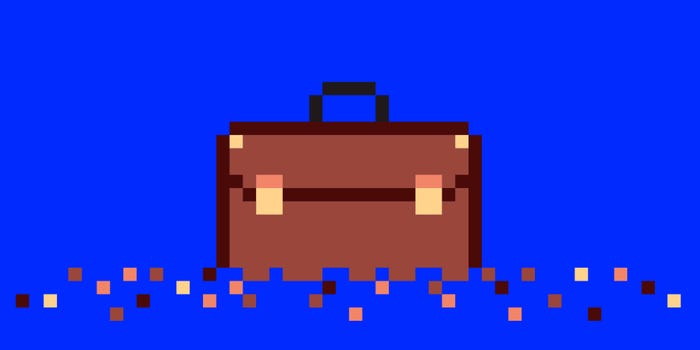 A pixelated briefcase