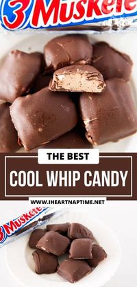 This cool whip candy has a light and fluffy chocolate center just like a 3 Musketeers bar! This homemade candy is easy to make in your own kitchen with just 3 ingredients.