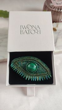 Edit | Protection brooch with malachite stone, evil eye luxury jewelry for chic women