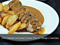 Olla-Podrida: Pork Tenderloin with Sautéed Korean Pears & Brandy Cream Sauce