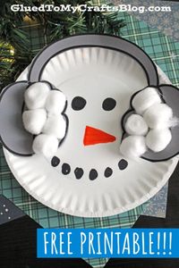 Snowman With Ear Muffs Craft Idea - Glued To My Crafts