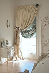 CHAMPAGNE and PORCELAIN Blue silk curtain dupioni silk