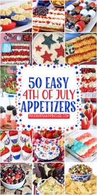 Get your 4th of July party started off right with these patriotic 4th of July appetizers. From bite-sized finger foods to easy party dips, there are plenty of 4th of July food ideas that are perfect for a crowd. These mouth-watering red, white and blue appetizer recipes are the perfect way to kick off your BBQ party or cookout. There are star-spangled dips, salads, finger foods, fruit, and vegetable platters that are sure to impress your guests!