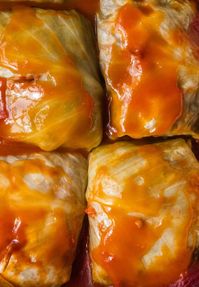 My Homemade stuffed cabbage rolls are the perfect addition to your traditional holiday dinners. I grew up having these not just on the holidays but through out the whole winter. They are the definition of comfort food. Traditionally they are made with beef or pork or mixed beef/pork but I do them with chicken or turkey as well for those who do not want beef or pork. They are cooked to perfection all you have to do is heat them up and serve them with your favorite sides.  PLEASE KEEP IN MIND WHEN