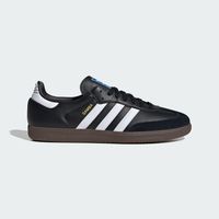 Born on the pitch, the Samba is a timeless icon of street style. This silhouette stays true to its legacy with a tasteful, low-profile, soft leather upper, suede overlays and gum sole, making it a staple in everyone's closet - on and off the pitch.